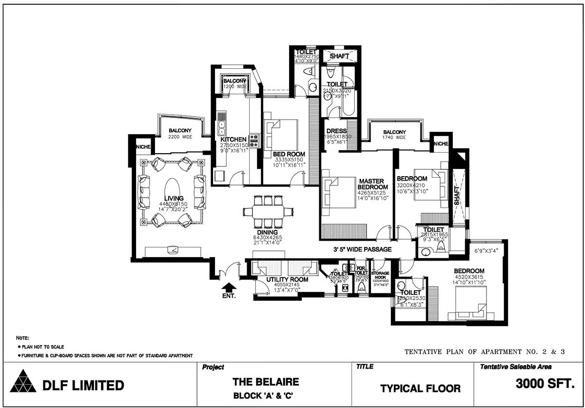 DLF Belaire 4 BHK ( 3000 Sq.ft. )