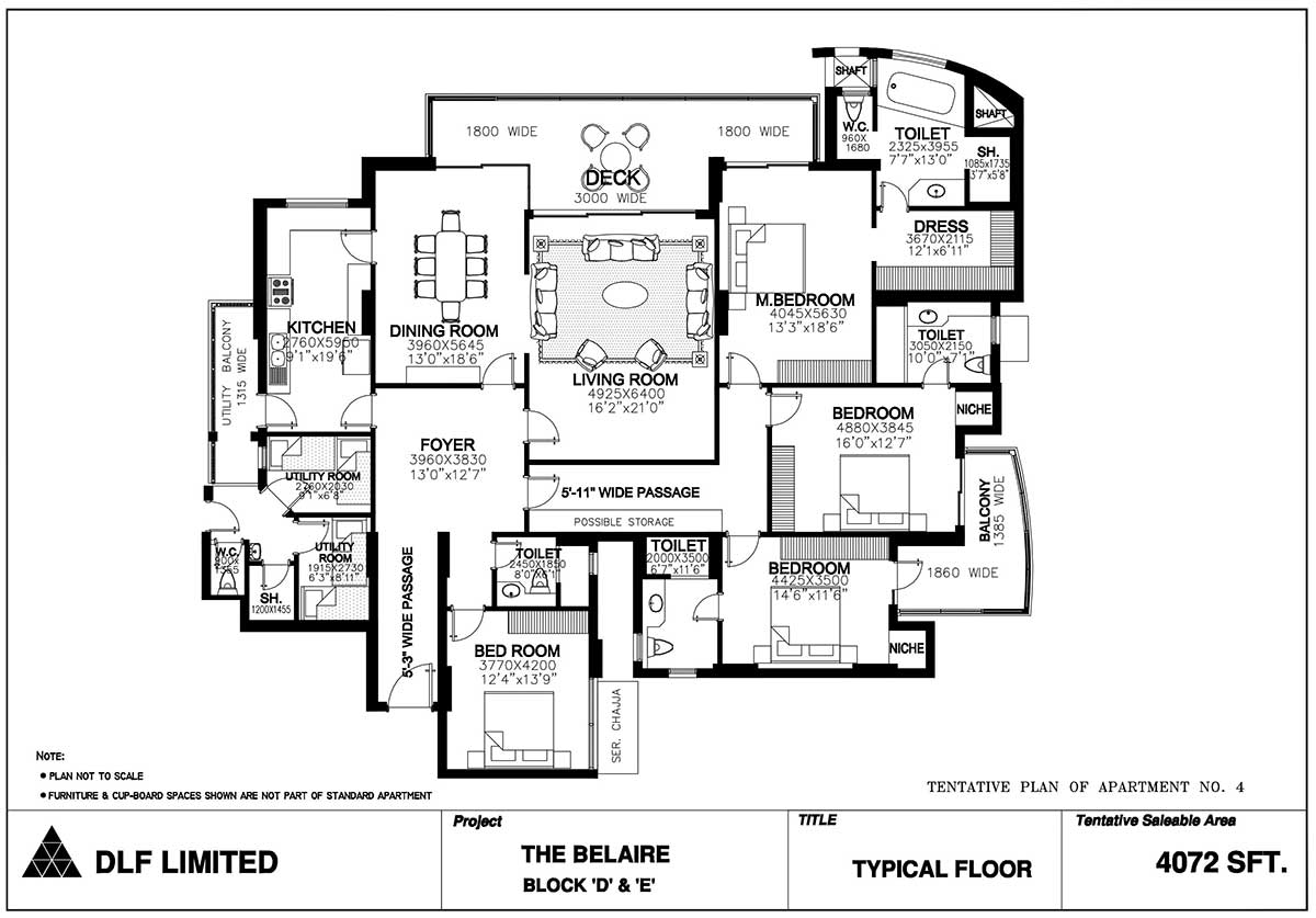 DLF Belaire 4 BHK ( 4072 Sq.ft. )